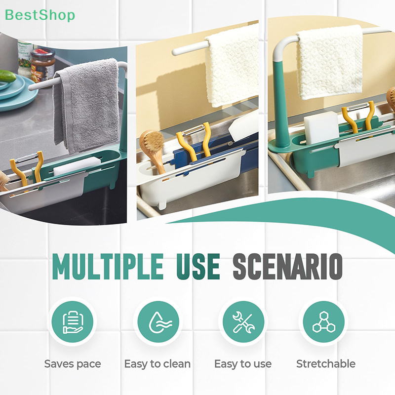 Telescopic Sink Shelf Kitchen Sink Drain Rack Storage Basket Kitchen Gadgets Accessories Tool Sinks Organizer Soap Sponge Holder