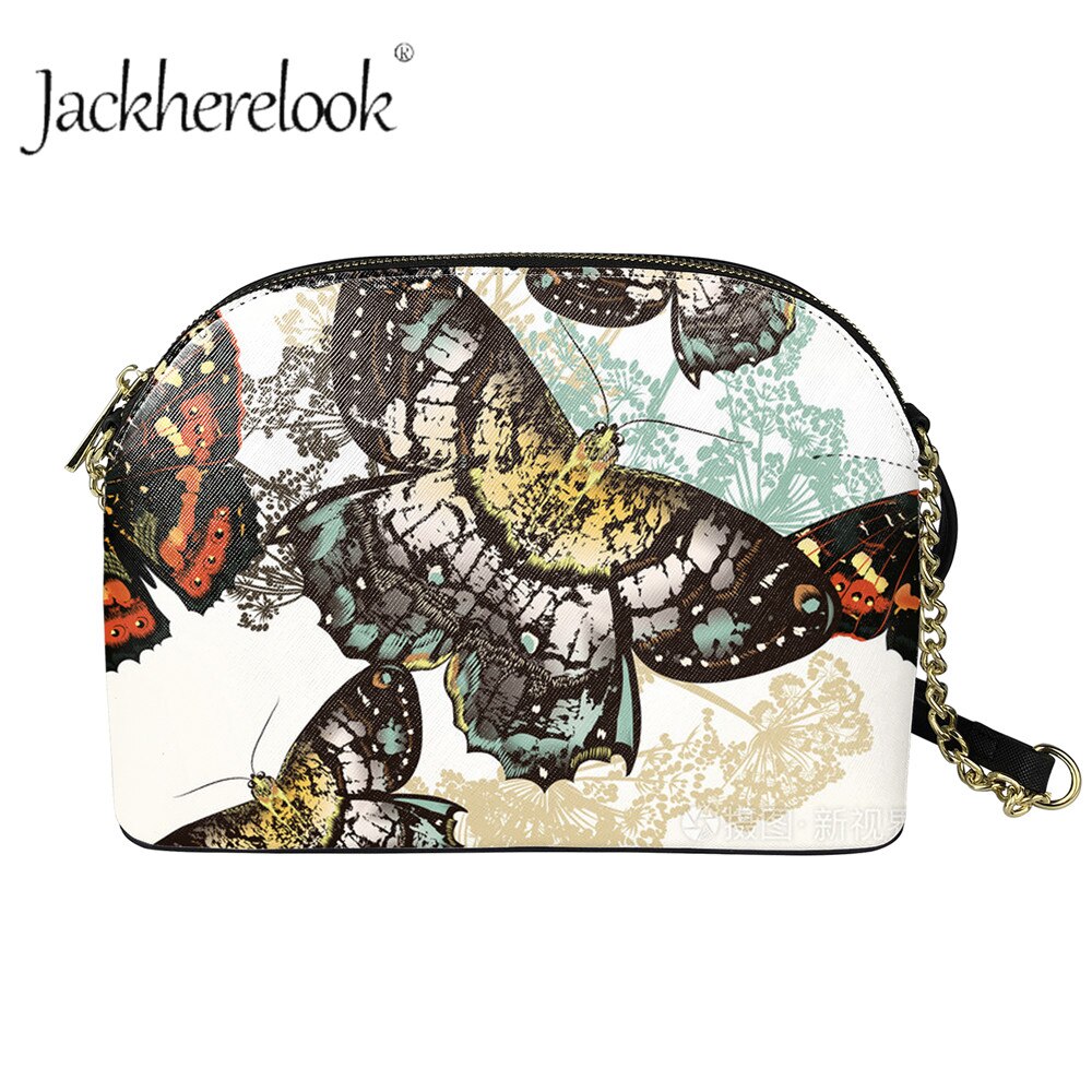 Jackherelook meisjes casual draagbare handtas dames vlinderpatroon rits schelp messenger ketting pu leer patry club tassen: Zba 801 d 49