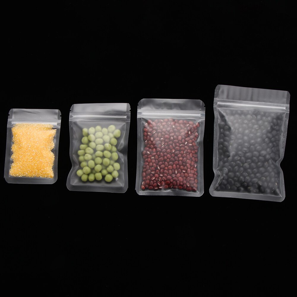 20Pcs/Set Matte Transparent Zip lock Plastic Bag Aluminum Foil Hologram Food Pouch Small Water Proof Zipper Reclosable Pouches