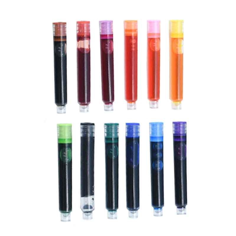 12Stck Farbe Bunte Tinte Sack Brunnen Stift Tinte Patronen füllt nach Tinte 3,4mm Blau Schwarz füllt nach Zeichnung Schule Büro liefert: 12PC Farbe