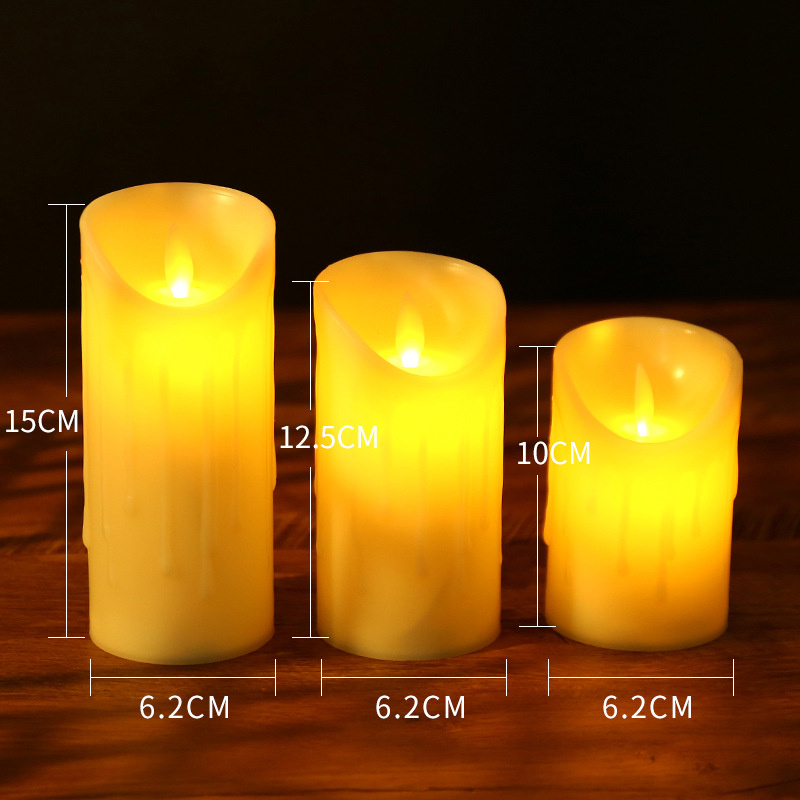 3Set Moving Flame Led Candle Lights AA Battery Operated LED Pillar Candles with Remote Flickering Tealight Wedding Party Decor: Red