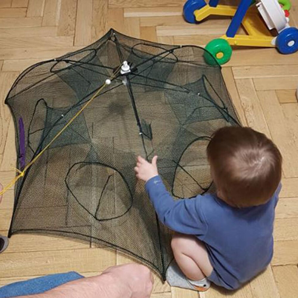 Filet de pêche automatique 4-20 trous Cage à homard en Nylon pliable piège à crabe filet de coulée renforcé filet de pêche pliant