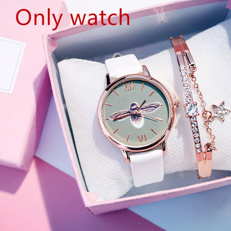 Stjernehimmel luksus dameure armbåndladies armbåndsur afslappet læder kvarts armbåndsur relogio feminino: Et eneste ur