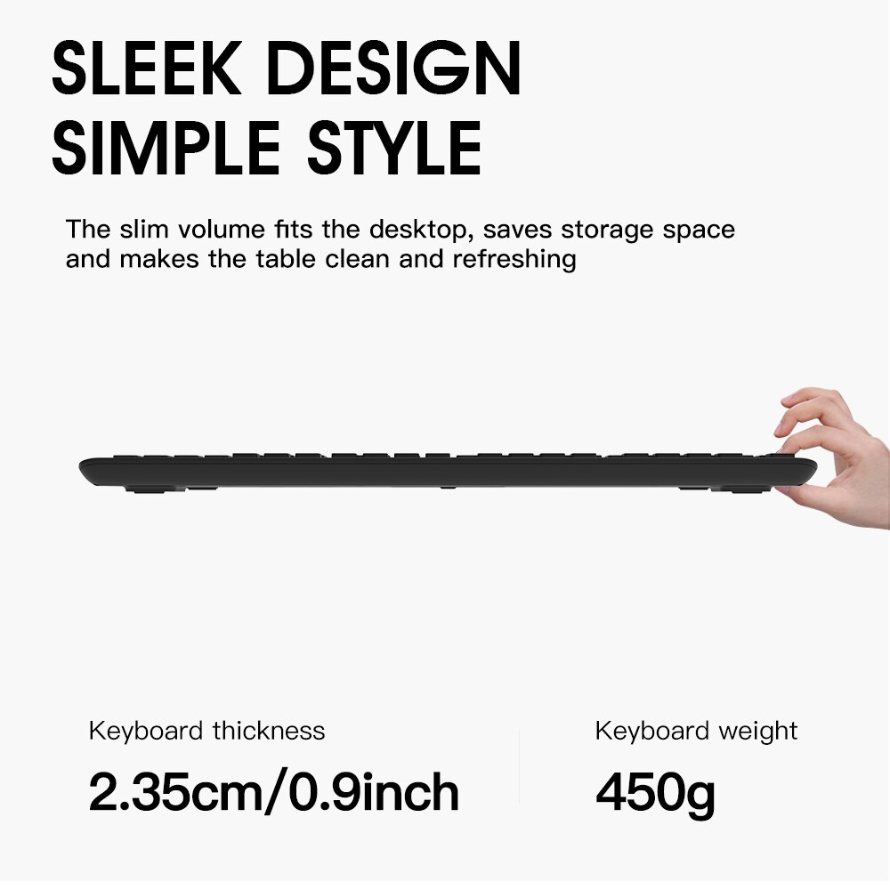 Delux KA190G 104 Full-size Keyboard slim 2.4Ghz wireless keyboard and Mouse Combo Energy saving For Computer PC Laptop