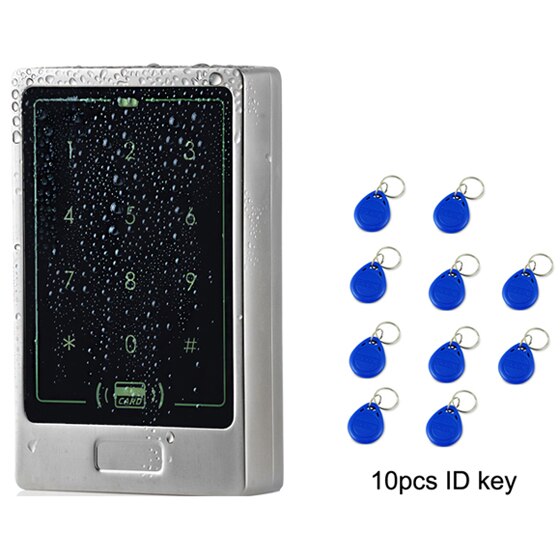 RFID Standalone Touch Metal Access Control 125KHz ID Waterproof Cover For Door Access Control System 8000 user: AC and 10 Keys