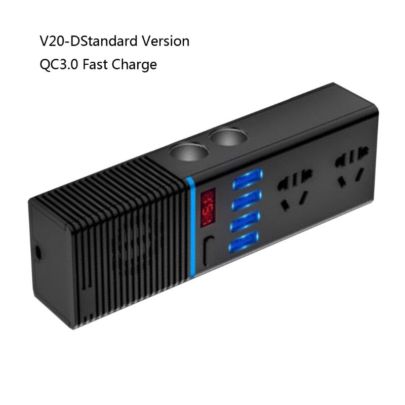 Auto-omvormer 12v/24v to 220v huishoudelijke stroomomvormer 200w qc 3.0 snellader