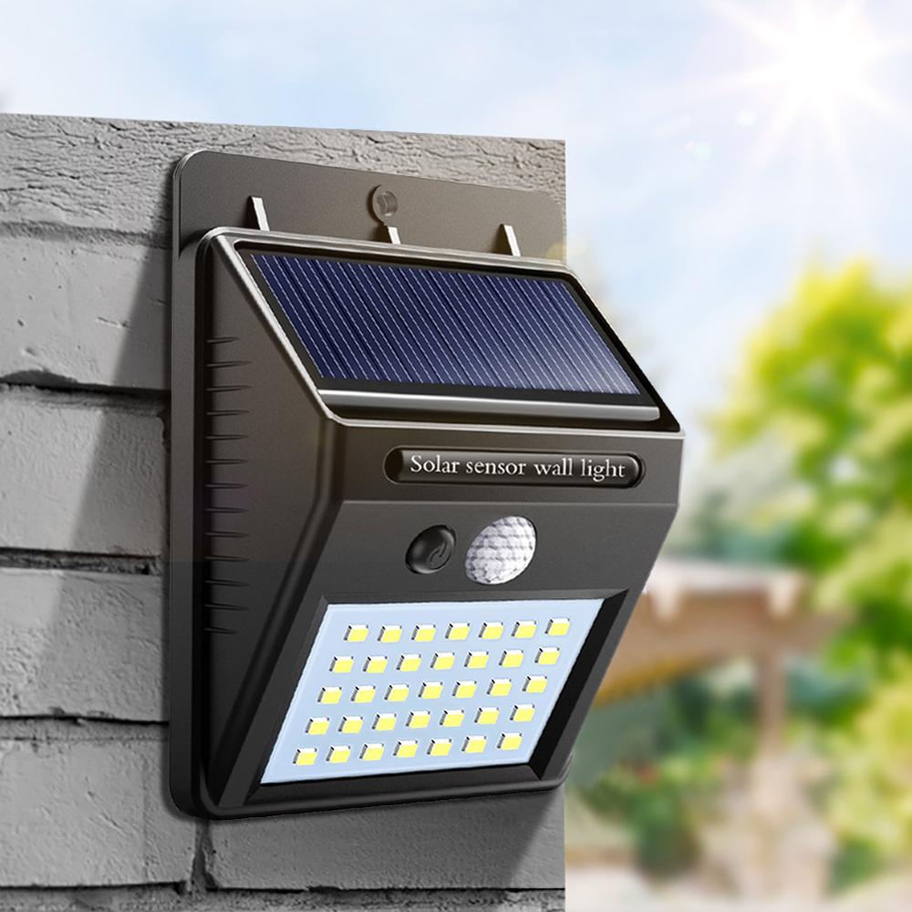 Led udendørs belysning solcelle væglampe have gadelampe nat pir bevægelsessensor sol lys foco led vandtæt energibesparelse