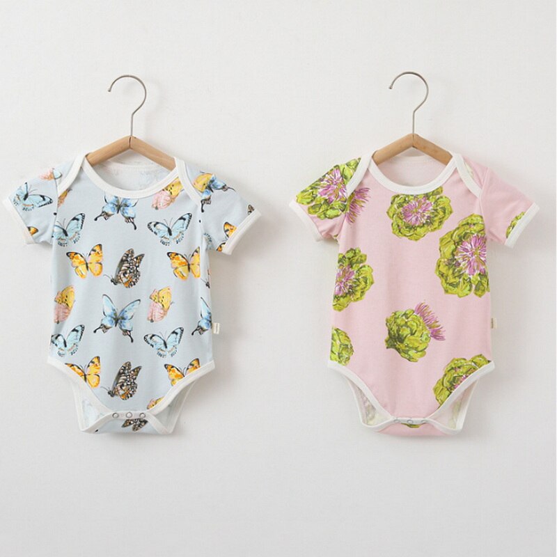 2022 sommer-Baby-bodys für mädchen und jungen, rundhalsausschnitt, kurze ärmel, birnen-zitronen-schmetterlingsmuster, Overall für neugeborene, freizeitkleidung  e6100