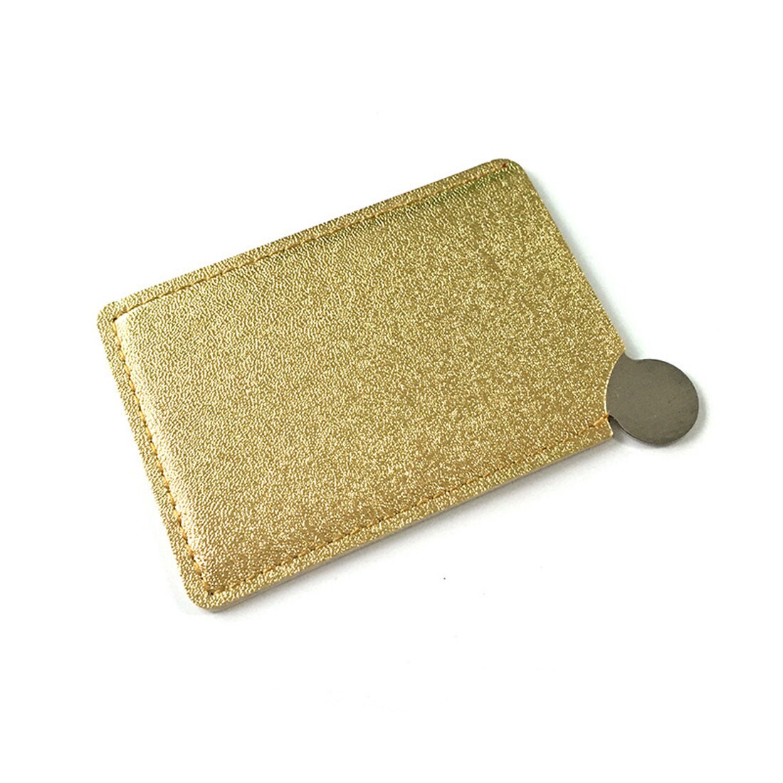 Onbreekbaar Draagbare Reizen Make-Up Spiegel Card Style Pocket Cosmetische Mini Spiegel Pu Leer Rvs Kaart: golden