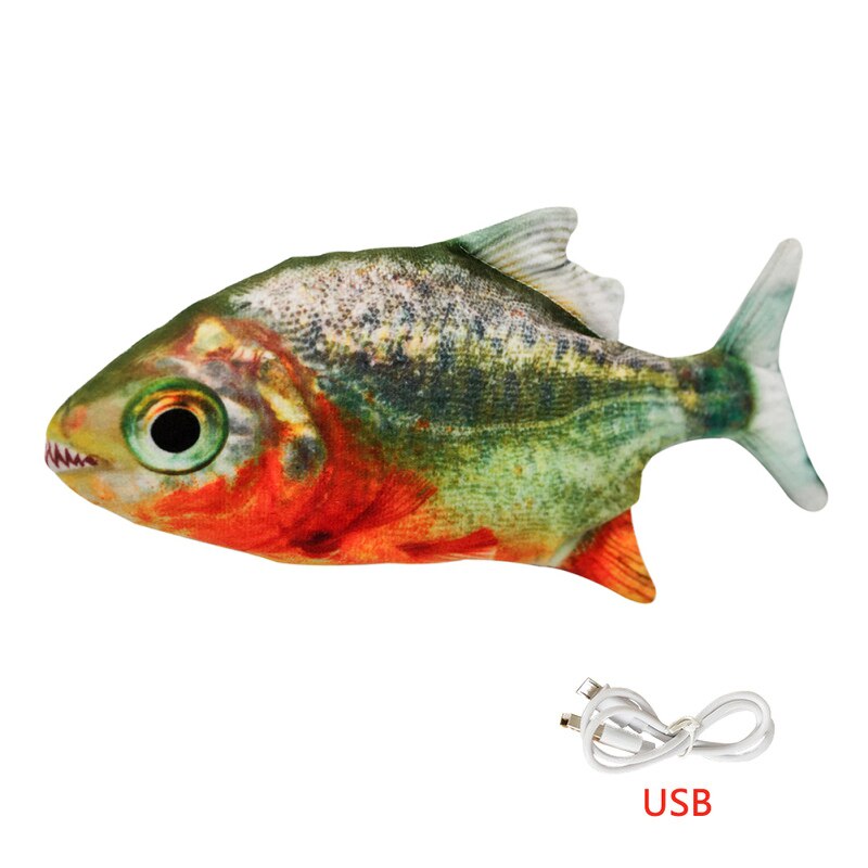 Pet Soft Electronic Fish Shape Cat Toy Electric USB Charging Simulation Fish Toys Funny Cat Chewing Playing Supplies Dropshiping: Piranha