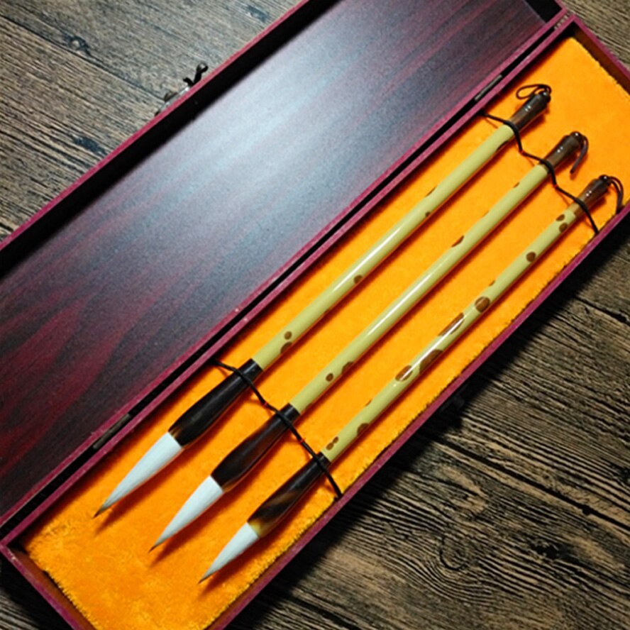 3pcs/set Chinese Calligraphy Brushes mixed hair brushes with box for artist painting calligraphy Art supplies