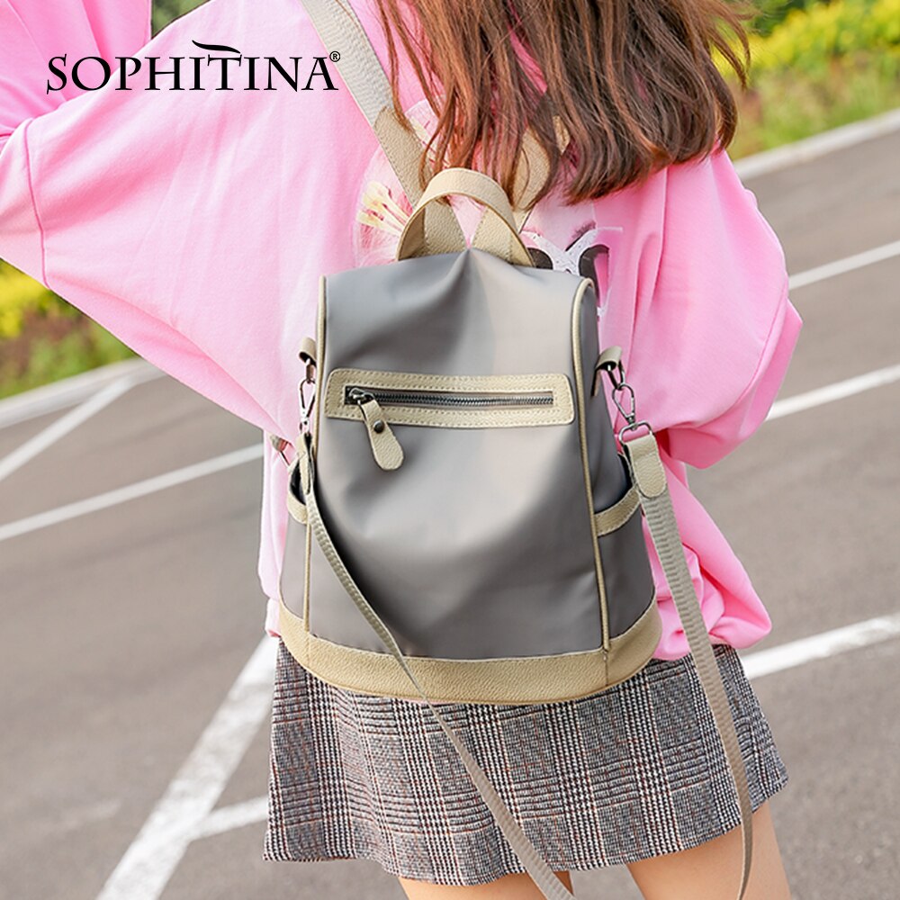 Sophitia moda mochilas feminino versátil mix cor grande capacidade zíper sacos de ombro mulher casual prático bolsas femininas e52