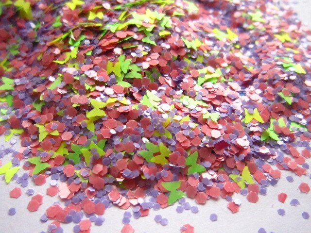 G450 Matte Neon Gemengde Kleuren Solventbestendige Glitter Hexagon Vlinder Spangles Vormen voor Nagellak & Gel Acryl Nail