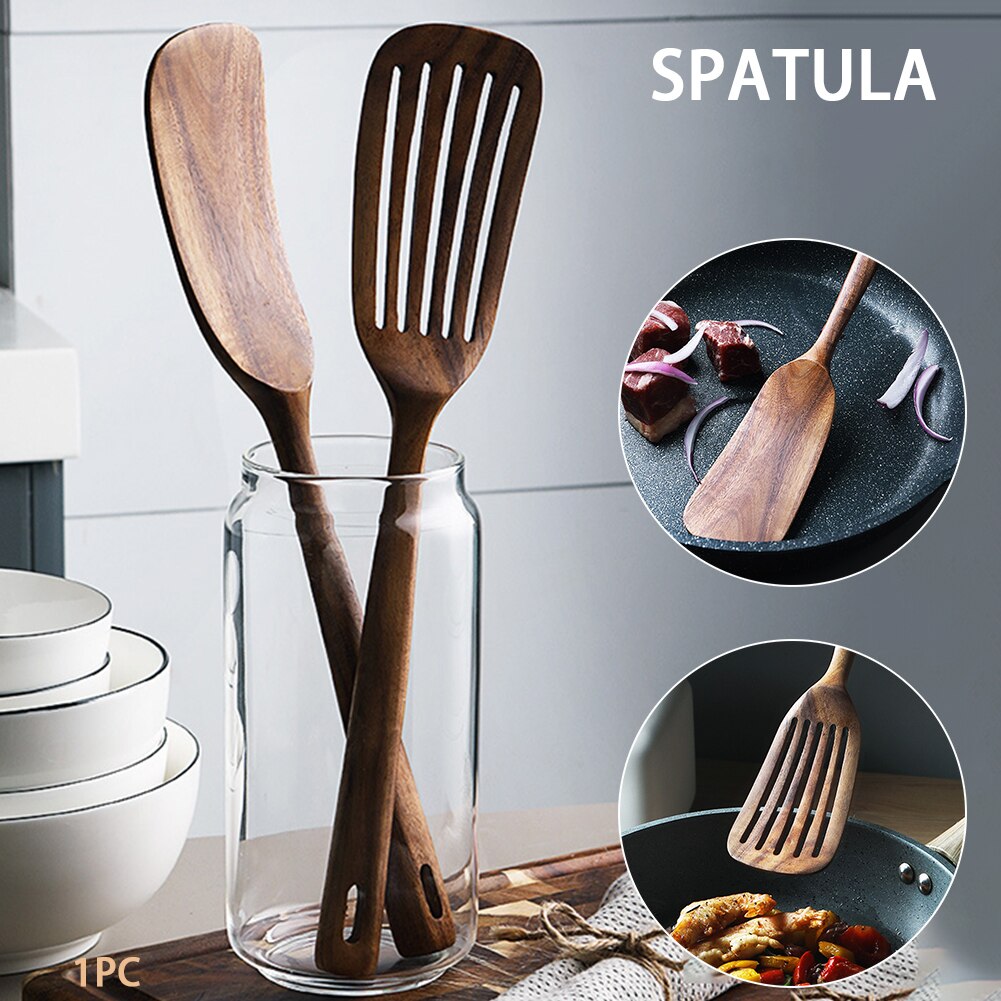 Pan Non Stick Pasta Home Frying Restaurant Natural Teak Kitchen Shovel Cooking Utensil Wooden Spatula Heat Resistant Long Handle