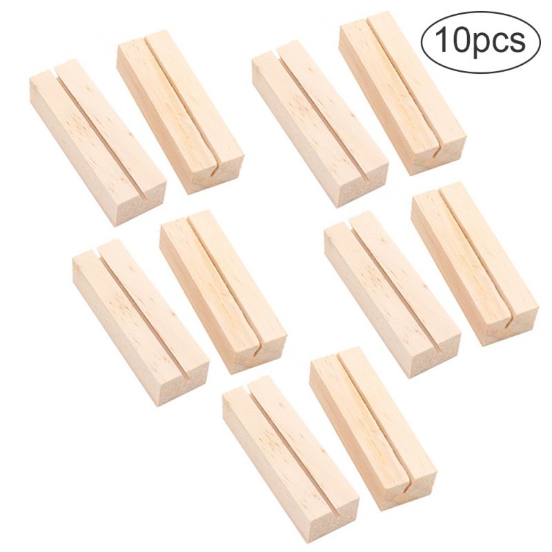 Wooden Place Card Holder Wood Block With Slot Picture Holder Stand Party Wedding Home Decoration Sign