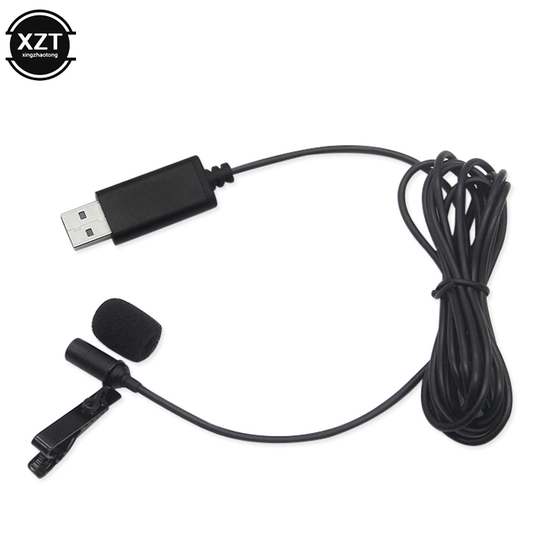 Microfone externo de lapela, portátil, usb, 2m, lavalier, microfone, clipe de botão, para laptop, pc, computador, gravação chat chat