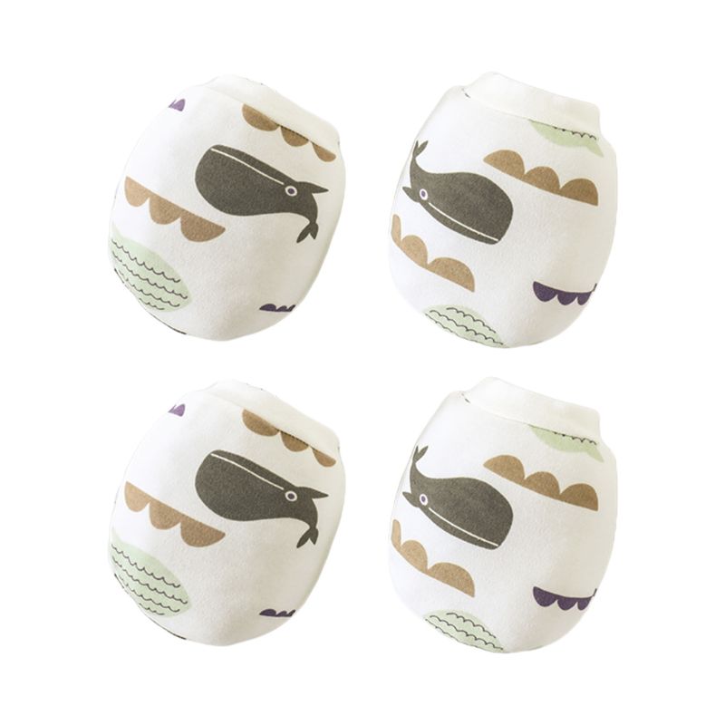 2 paires de gants anti-rayures en coton doux pour bébé, motif dessin animé, protection du visage pour nouveau-né, mitaines anti-rayures, protège-mains pour bébé: 1
