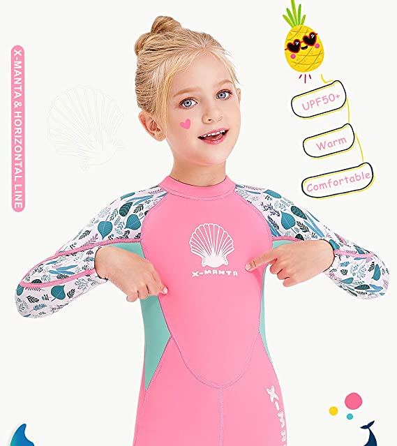 Trajes de neopreno de 2,5 MM para niños y niñas, traje de buceo de manga larga, surf, Rash Guards, una pieza