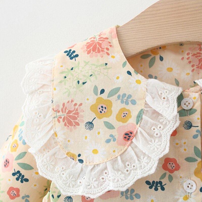 Humor Bear Baby Dress primavera autunno manica lunga New Infant Doll Collar Floarl stampato Princess Patry Dress Toddler 0-24M