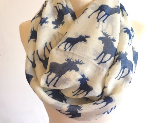 Rævmødre kvinder sød vinter elg hjorte hjort dyr print ring tørklæder snood sjal foulard til damer jul