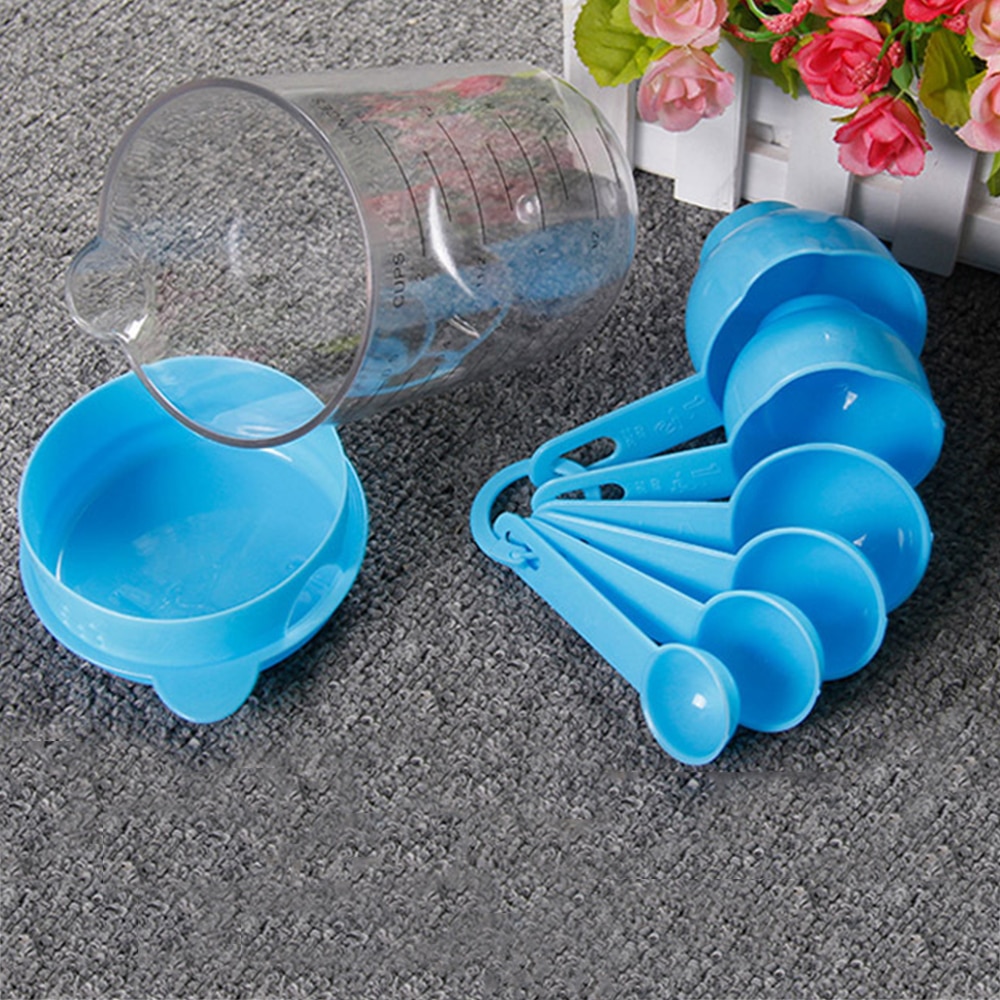 7 Pieces/ Set of Plastic Measuring Cups and Spoons Kitchen Homes Measuring Tea Coffee Kitchen Utensils Baking Homes Baking Tray