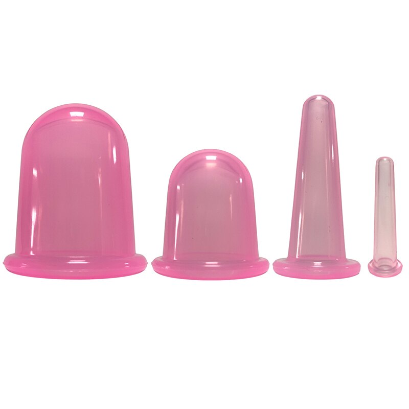 2/4Pcs Pot Vacuüm Cupping Blikjes Voor Massage Ventosa Celulitis Zuignap Zuignappen Gezicht Massage Blikjes Anti cellulitis Voor Body: 4PCS Pink