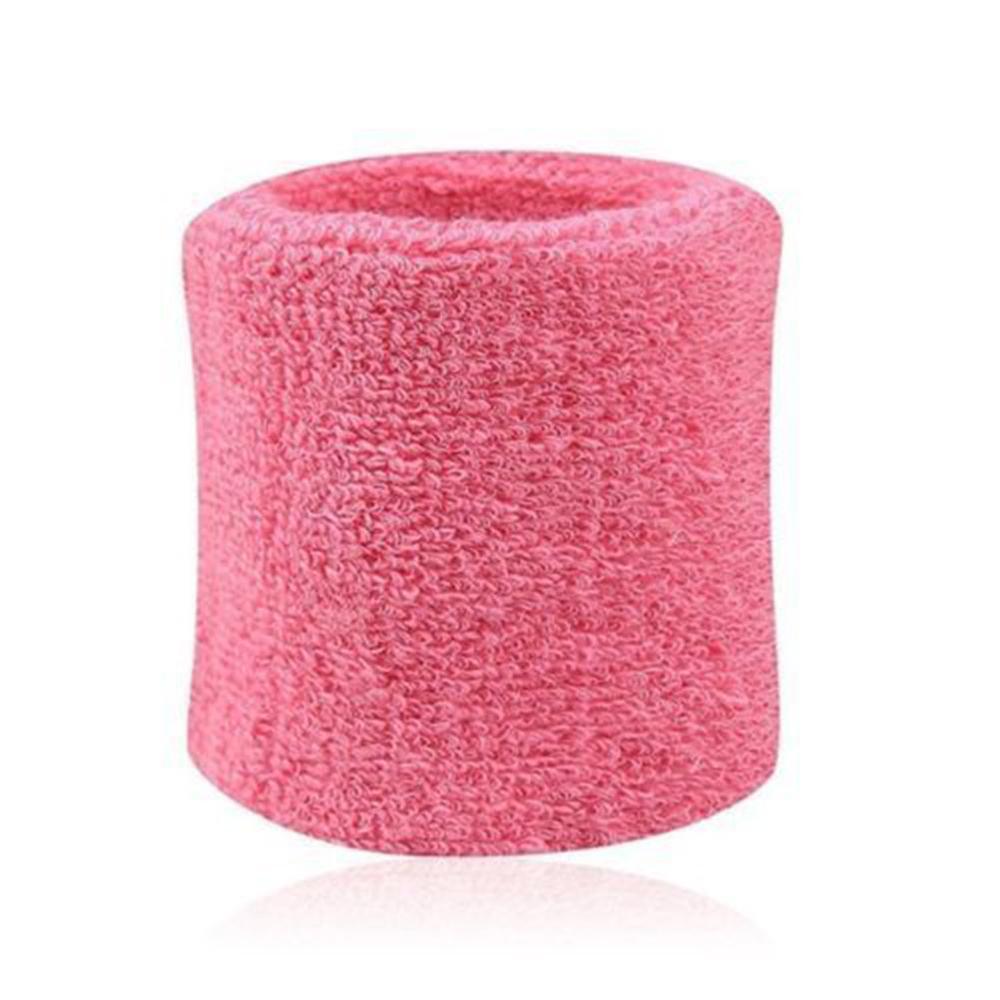 1 pair of fiber sport wrist support brace wrap sweatband tennis squash badminton gym soft wrist bands sweatbands: Pink