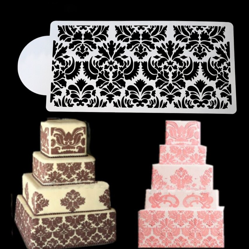 Baking Tool Side Decor Mould Damask Lace Flower Border Fondant Cake Stencil silicone mold used to easily create poured sugar