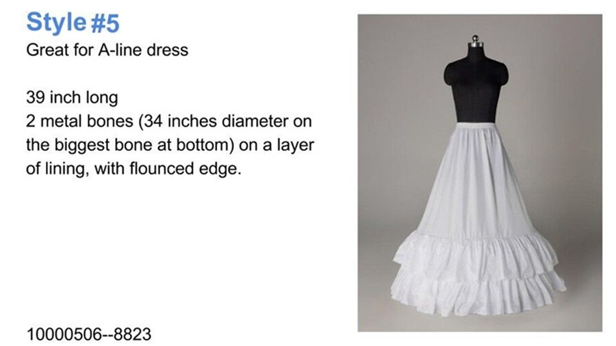 Hvid crinoline underskørt slips underskørt a-line havfrue hoop bryllup nederdel kjole: 5 / Hvid