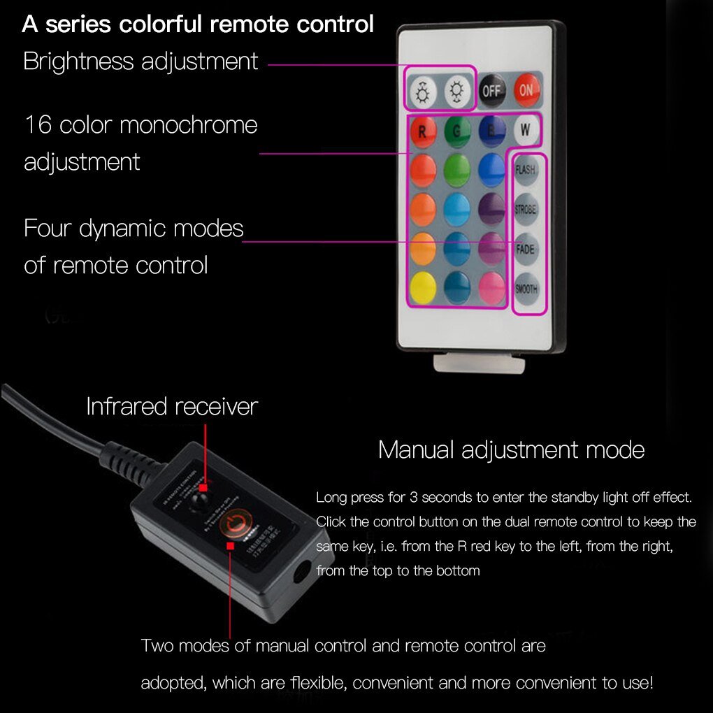 Aquarium Dimmable RGB Light Waterproof Underwear Bar Lamp Remote Control Aquarium Atmosphere Light