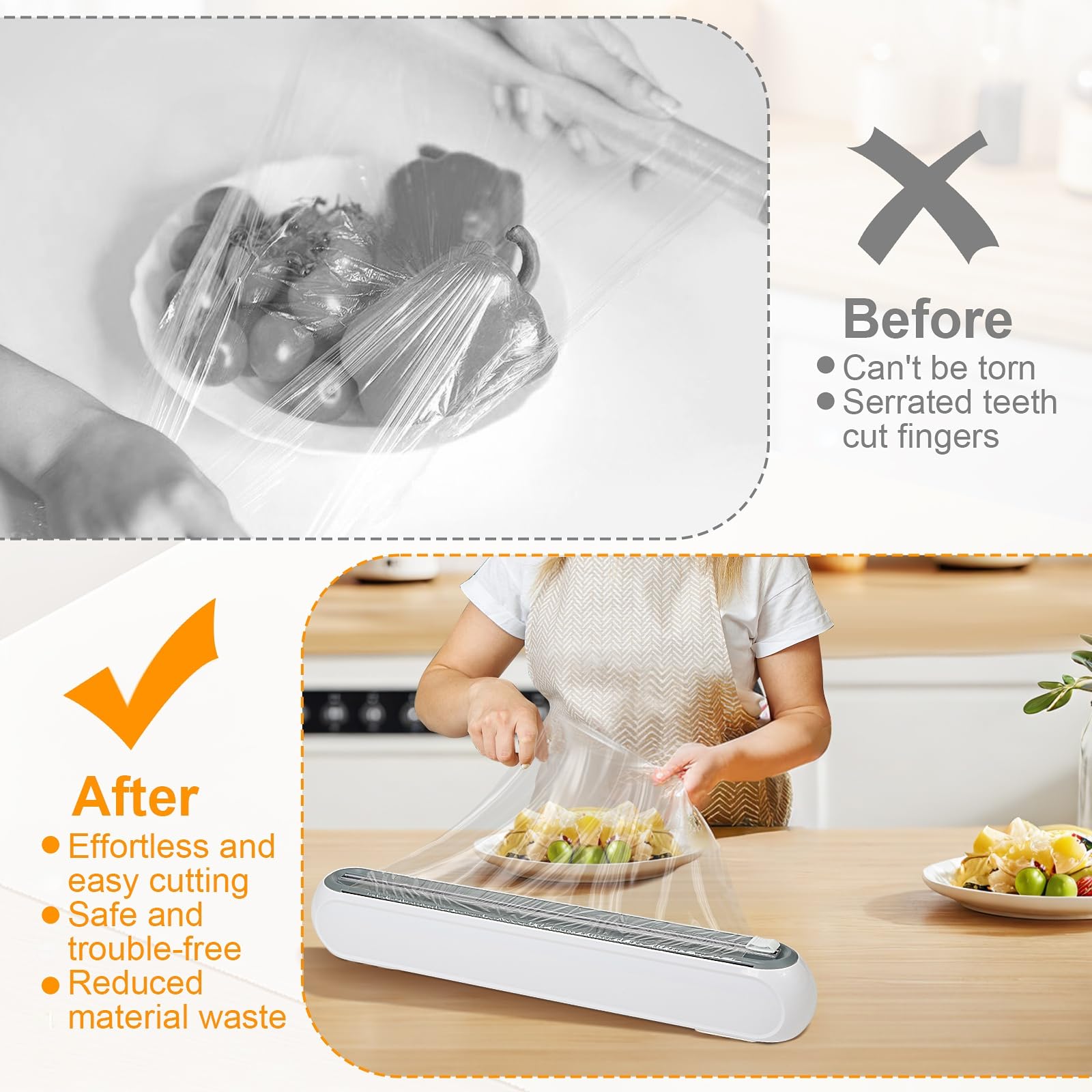 Magnetischer nachfüllbarer Kunststoffwickelspender mit Cutter Zinn Aluminiumfolie Spender Cutter Film Wachspapier Spender Küchenwerkzeug