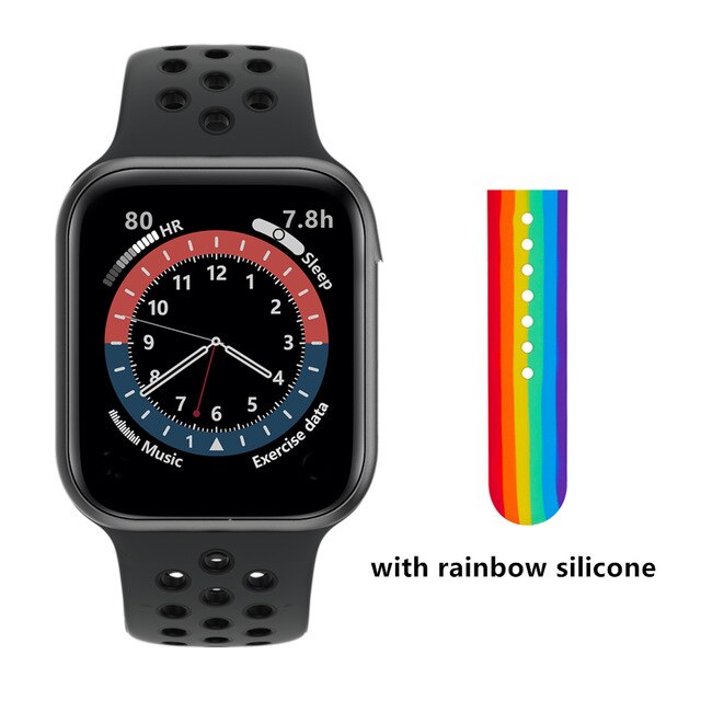 Cobrafly UP6 Smart Uhr Männer 1,75 zoll Bildschirm Bluetooth Anruf 1GB Speicher Musik Uhr 6 Wasserdichte Band PK Serie 6 IWO 13 W26: Black add rainbow