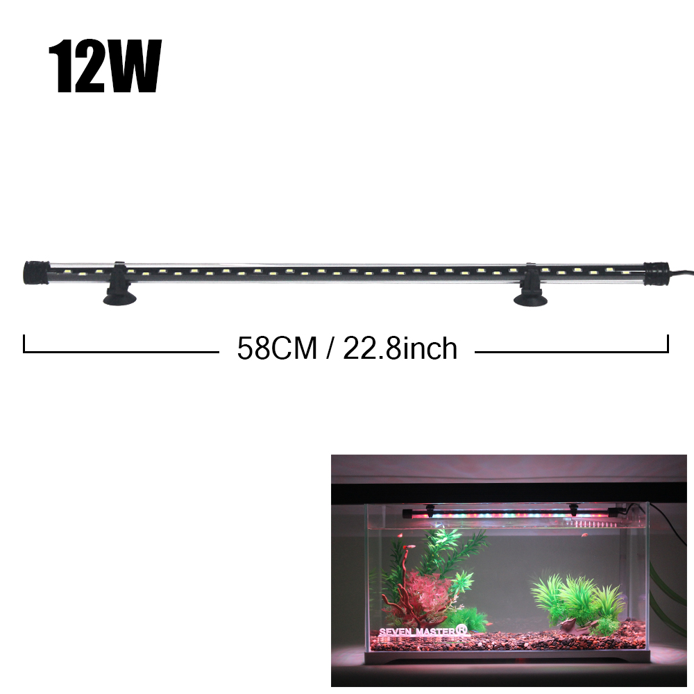 Luz LED para acuario, lámpara de cultivo de plantas, luz impermeable para pecera, 18-58CM, iluminación decorativa para acuarios subacuáticos, 90-260V, 5730chip: Negro