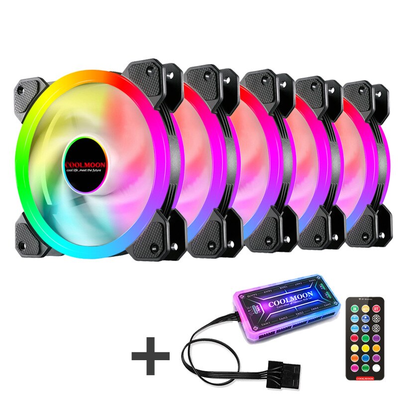 PC Desktop Computer Case Fan 120 mm Cooling Cooler Adjustable RGB Led 12V Mute Ventilador DC ARGB Fans Adjust Speed Aura Sync: 5IN1