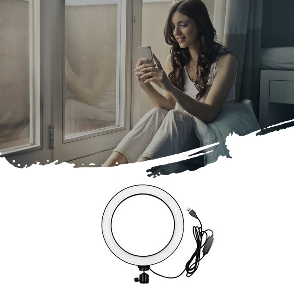 8 inch led dimbare ringlamp met statief, draadloze afstandsbediening voor mobiele telefoon, dimbare live beautylamp