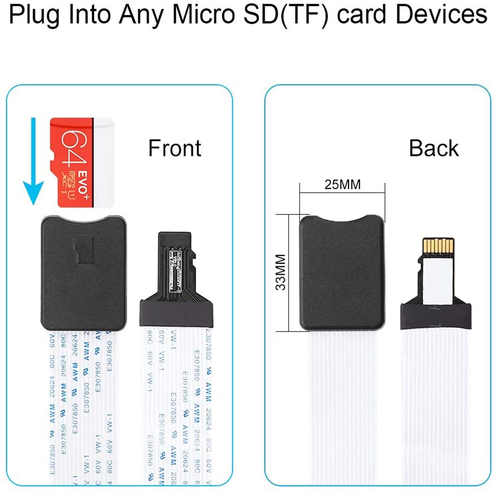 Onvian micro sd hunn til micro sd hann skjøtekabel tf til tf kortleser fleksibel forlenger adapter for bil gps 3d skriver tv