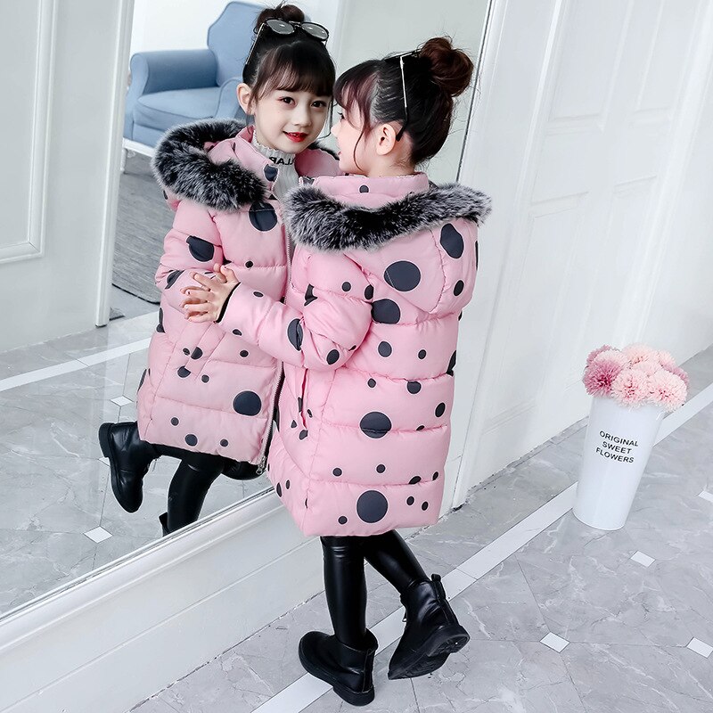 Kinderwinterjassen voor meisjes warme katoenen gewatteerde jas parka kinderen lange capuchon dikke bovenkleding meisjes winterkleding: Roze / 5
