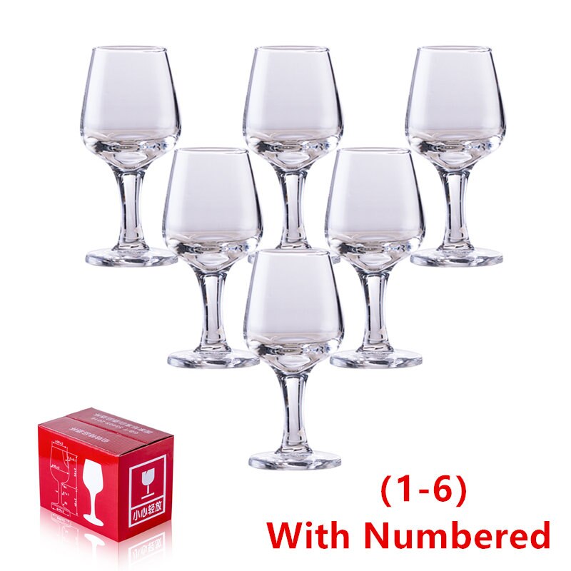 Verre de dégustation de spiritueux et d'alcools de norme internationale, gobelet tulipe, cristal de qualité supérieure, petit ensemble de verres à vin, verres à liqueur: 6 pièces numérotées