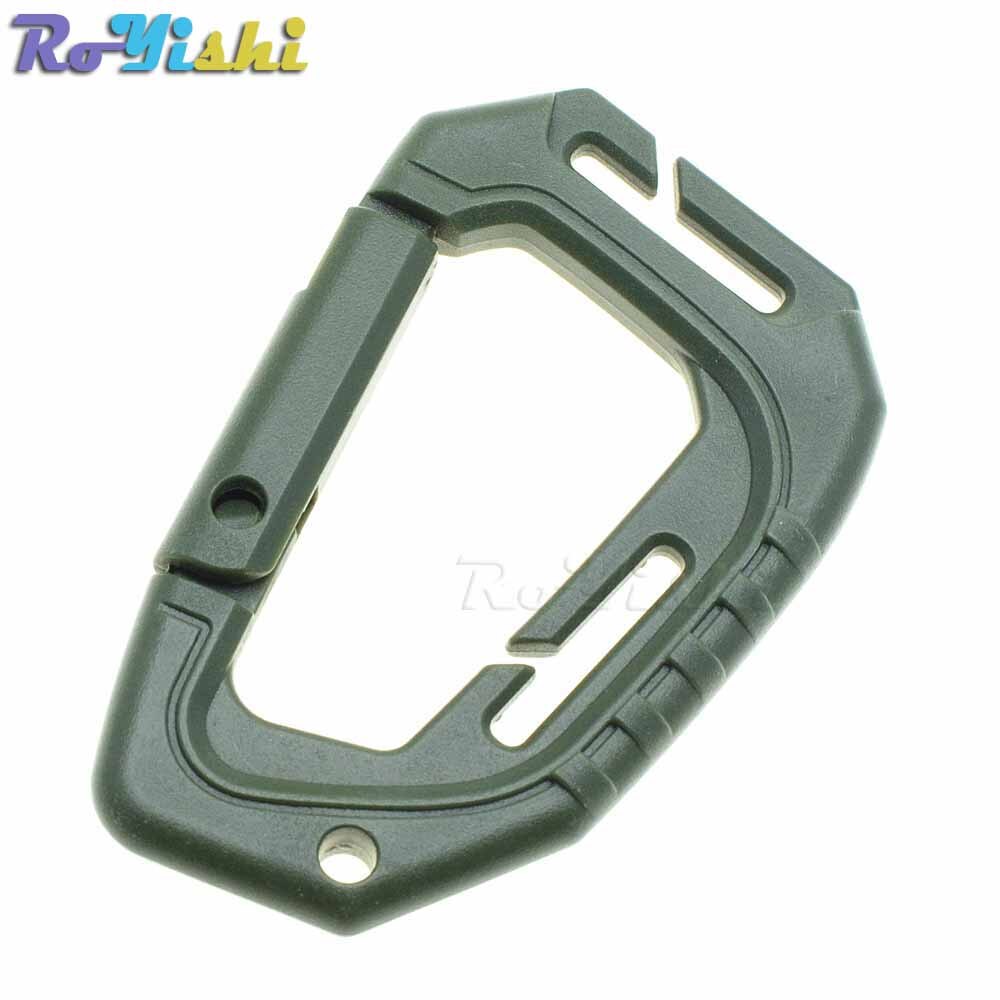 1pcs D Shape 200LB Plastic Snap Clip Carabiner Mountaineering Buckle Outdoor Hanging Keychain Hook Climbing Accessories: Army Green