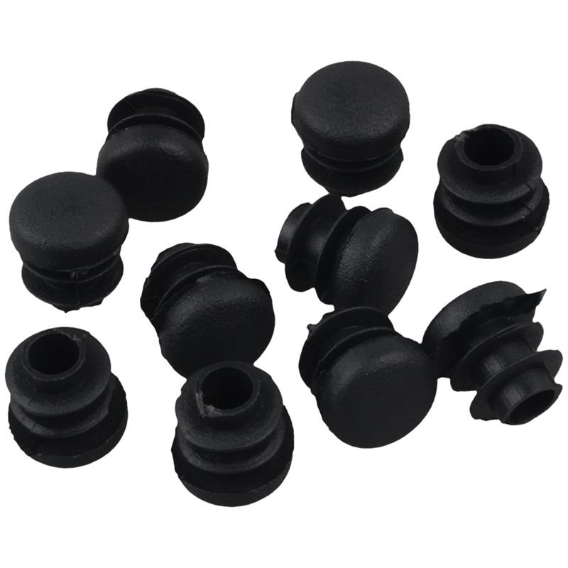 Black Plastic 14mm Diameter Blanking End Caps Round Tube Insert 10 Pcs