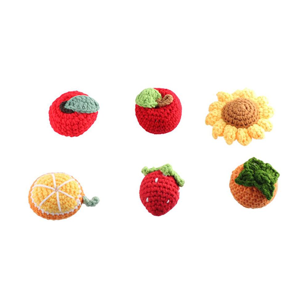 Lindo dibujo de lana fruta linda girasol naranja tejido a mano fresa lana Crochet fresa tejida fruta ornamento