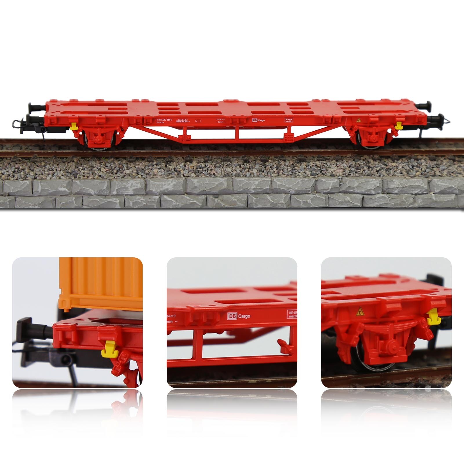 1pc Model Trains Wagons HO Scale 1:87 Flat Car Rolling Stock C8761: Printed Red