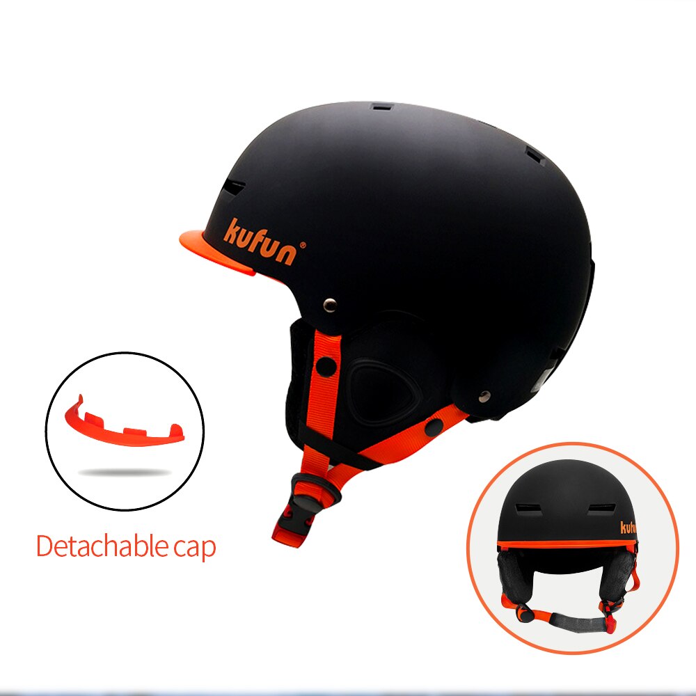 Adult Windproof Ski Helmet for Men Women CE Certification Skateboard Snowboard Snow Sports Helmets: Black / 58cm-61cm(L)