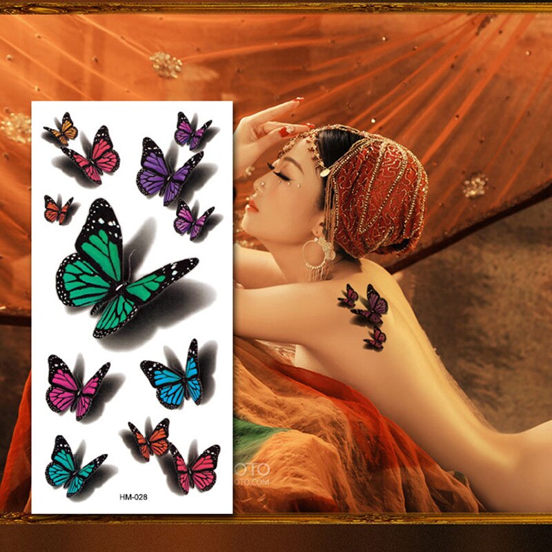 3d fjäril tatuering dekaler body art dekal flygande fjäril vattentät papper tillfällig tatuering
