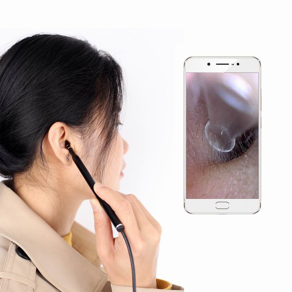 3-in-1 Visual Earpick Otoscope Endoscope Built-in 6 Adjustable Led Lights with 5.5mm Camrea Lens Ear Cleaning Tool