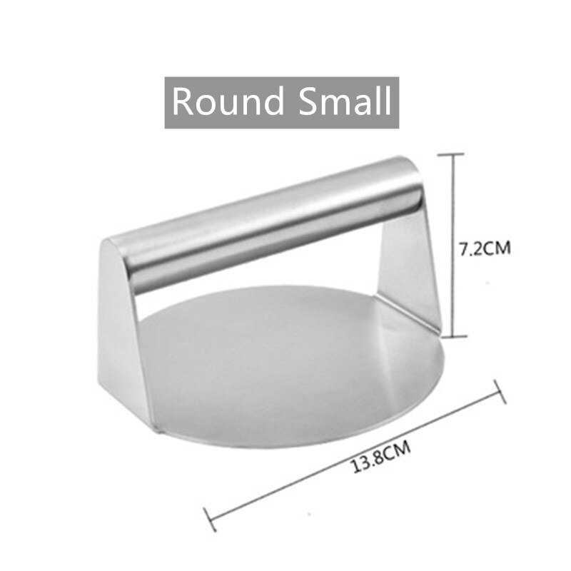 Handheld Stainless Steel Burger Press Non-Stick Grill Manual Pattie Hamburger Meat Press Round Square Steak Press Meat Pie Maker: Round Small Size