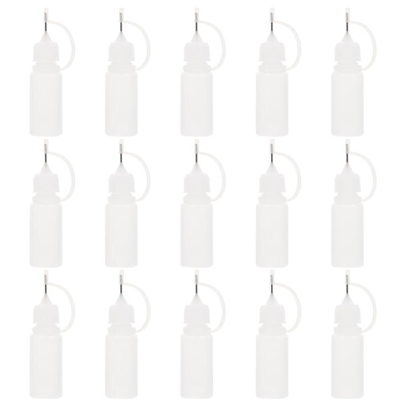 10Pcs Needle Tip Bottle 30ML Translucent Plastic Squeezable Tip Applicator Bottles Refillable Dropper Glue Bottles For Painting: 15pcs 10ml