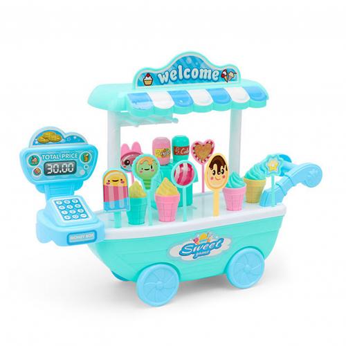 Lollipop Trolley Detailed Durable Plastic Kids Simulational Candy Shop for Home: Blue