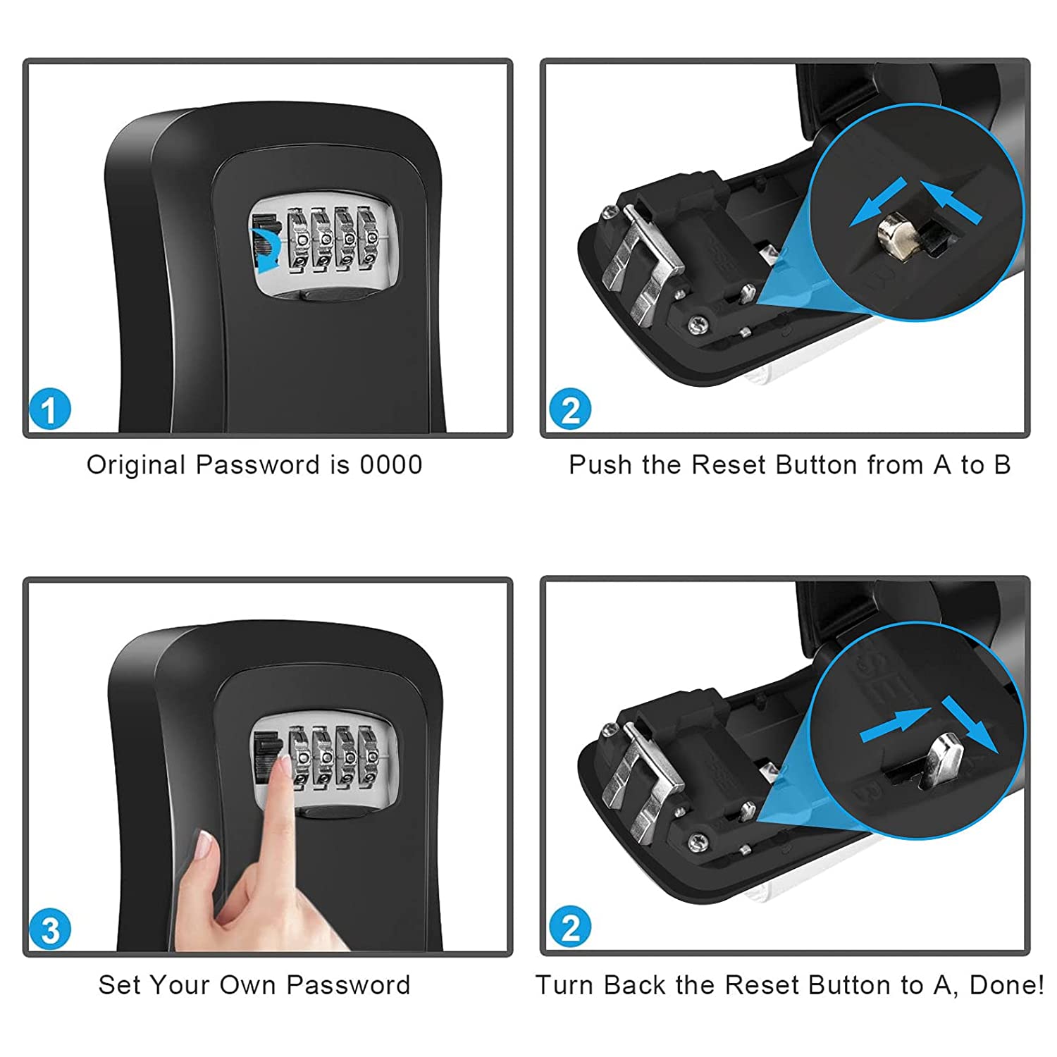 Wall Mounted Key Safe Box Mini Storage Keybox Key Storage Lock Box with 4 Digit Combination Waterproof Cover For Outdoor Use