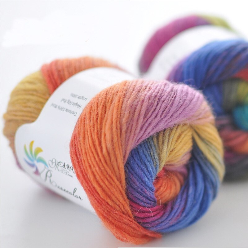 50g/ball Dik Sectie geverfd Regenboog Garen 100% Zuivere Wol Garen voor DIY Hand Breien Gehaakte Sjaal sjaal Draad XD003